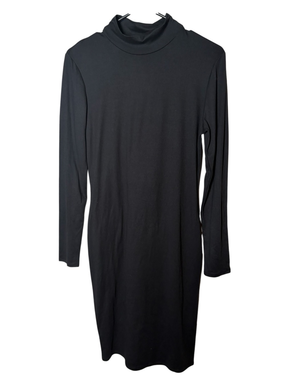 {EUC} Leith Black Long Sleeve Mock Neck Knit Mini Dress Medium